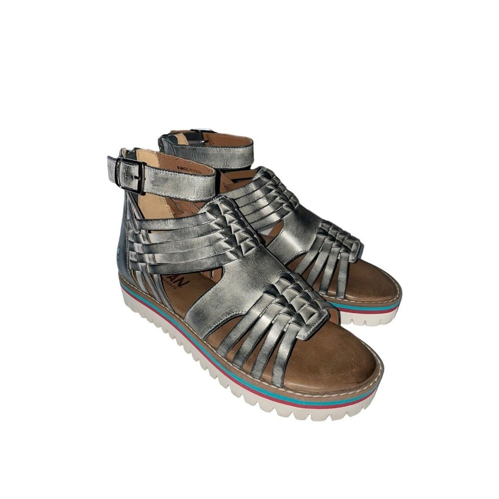NIB Roan By Bed Stu Size 8.5 Gray Gladiator Leather Sandals  Zip Closure - Picture 4 of 10